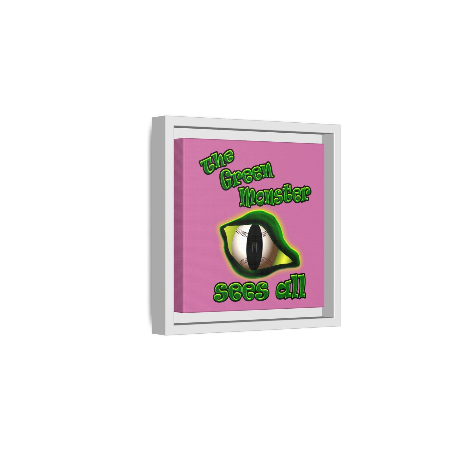 green monster - framed canvas art (light pink)