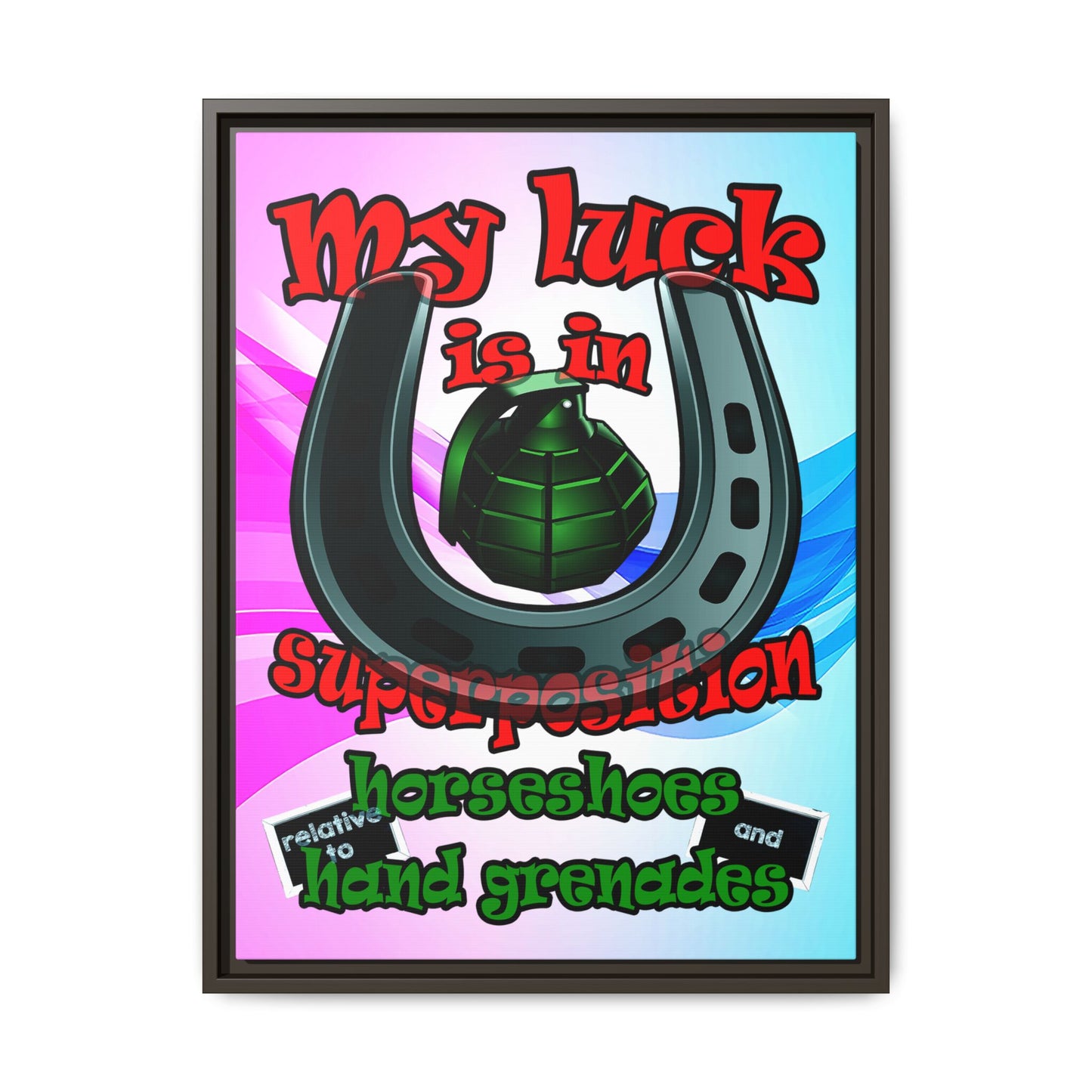 my luck - framed canvas art (light blue-pink wave)