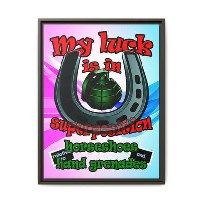 my luck - framed canvas art (light blue-pink wave)