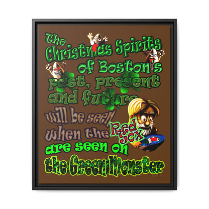 christmas spirits of boston - framed canvas art (brown)