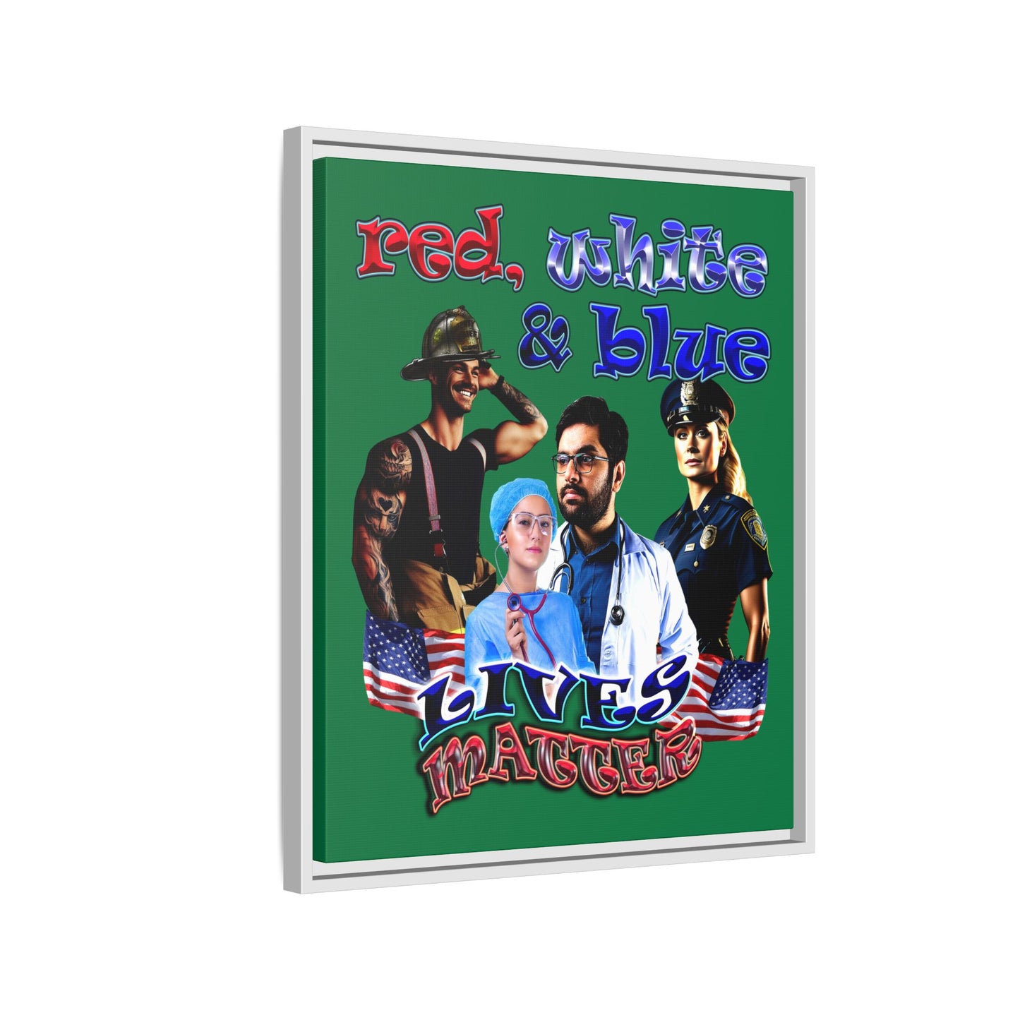 rw&b lives matter - framed canvas art (dark green)