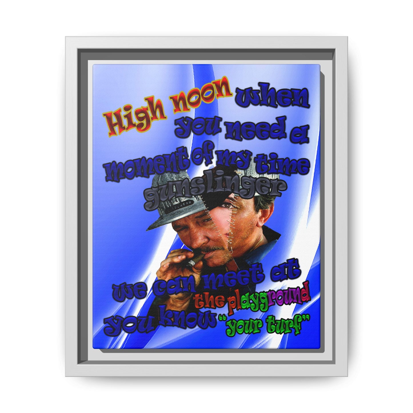 high noon - framed canvas art (blue-white wave)