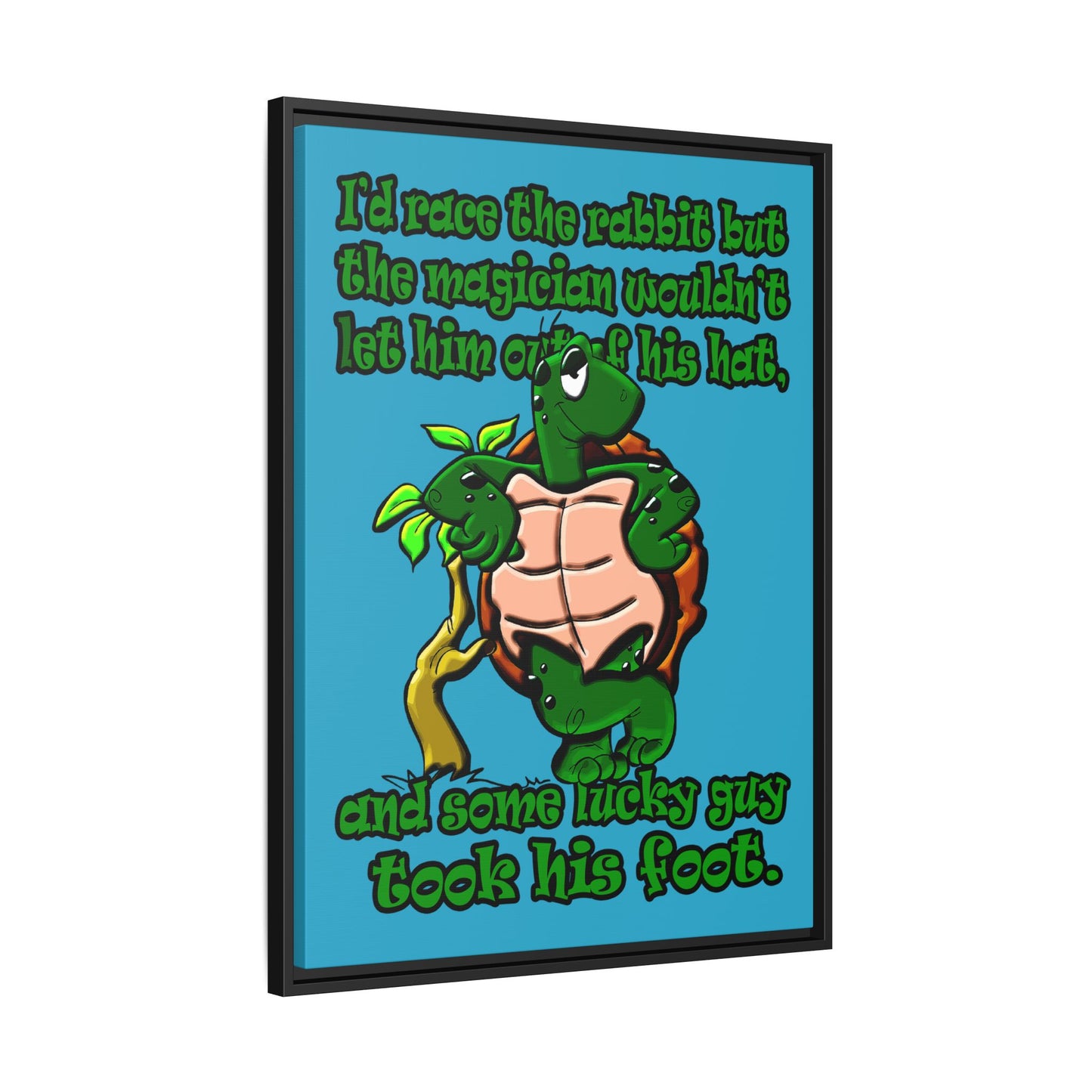 turtle race - framed canvas art (turquoise)