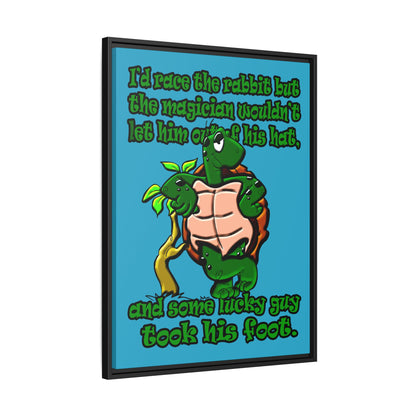 turtle race - framed canvas art (turquoise)