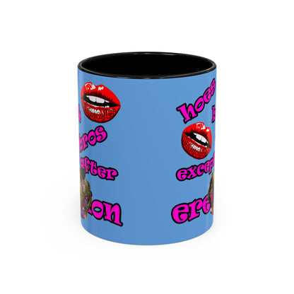 hoes b4 bros - Accent Mug (light blue)
