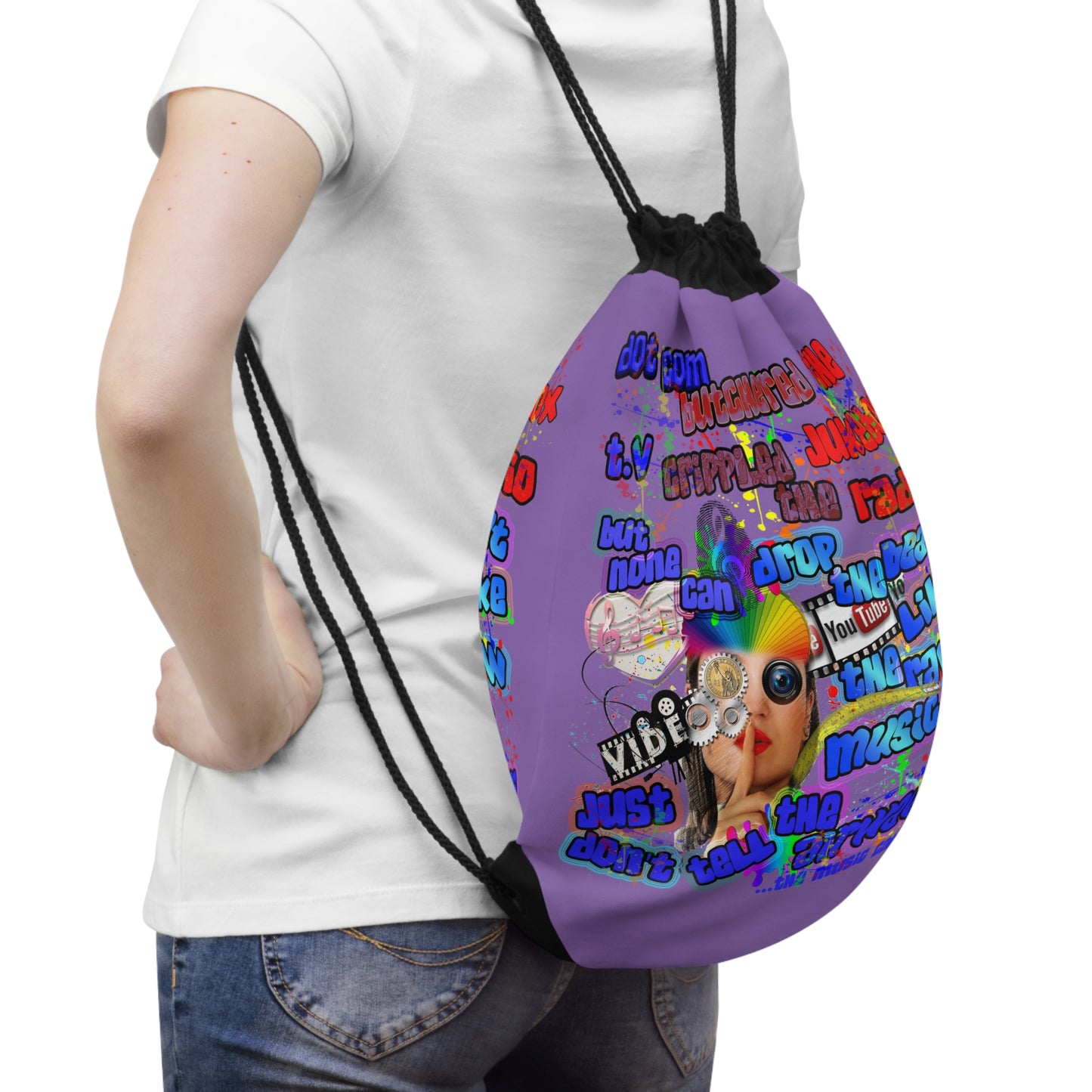 drop the beat - Drawstring Bag (light purple)