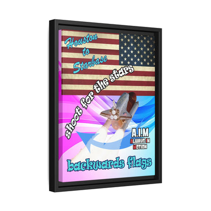 shoot for the stars - framed canvas art (light blue-pink wave)