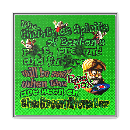 christmas spirits of boston - framed canvas art (logo green)