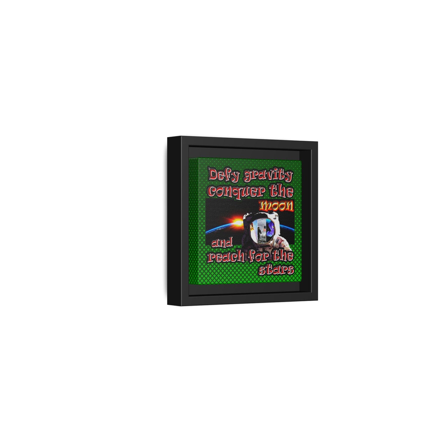 defy conquer reach - framed canvas art (logo green)