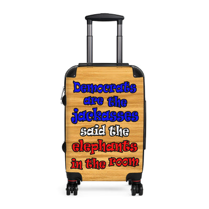 donkeys and elephants - Suitcase (butterscotch wood finish)