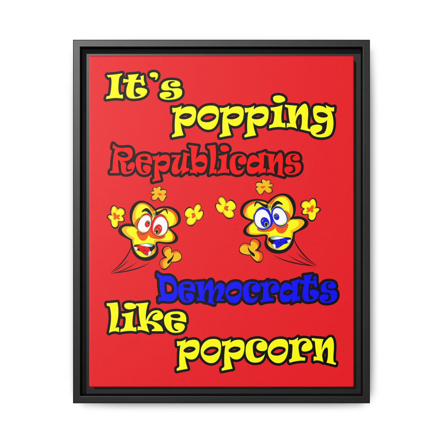 popping like popcorn - framed canvas art (red)