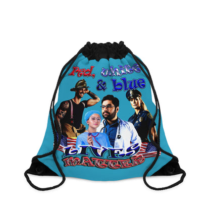 rw&b lives matter - Drawstring Bag (turquoise)