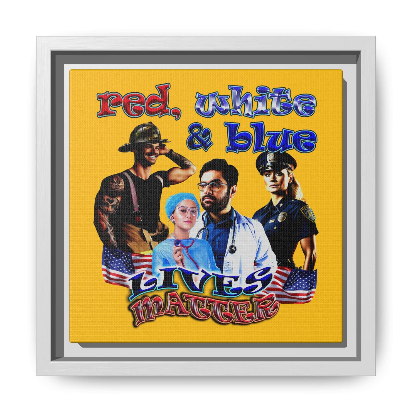 rw&b lives matter - framed canvas art (yellow)
