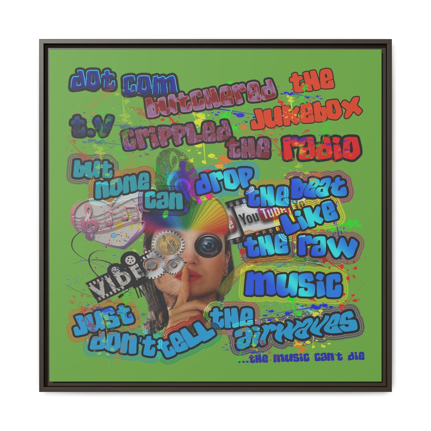 drop the beat - framed canvas art (green)