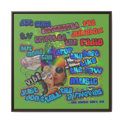 drop the beat - framed canvas art (green)