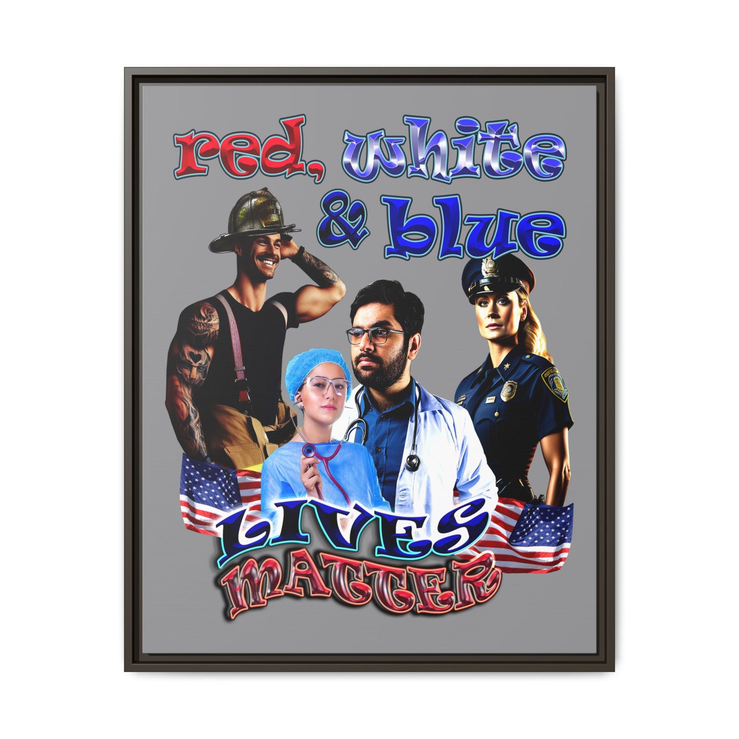 rw&b lives matter - framed canvas art (grey)
