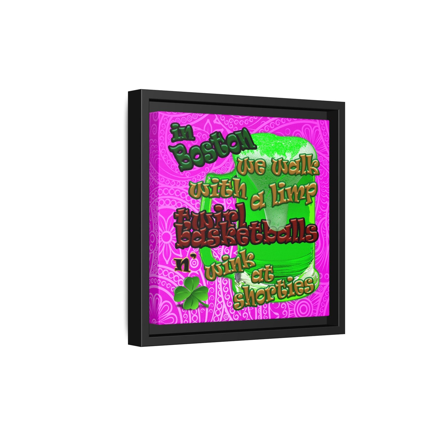 celtics logo - framed canvas art (pink swirl)
