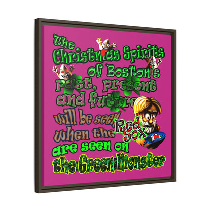 christmas spirits of boston - framed canvas art (pink)