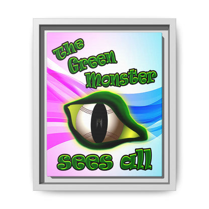 green monster - framed canvas art (light blue-pink wave)