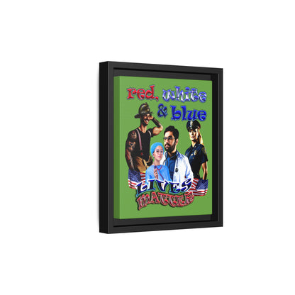 rw&b lives matter - framed canvas art (green)