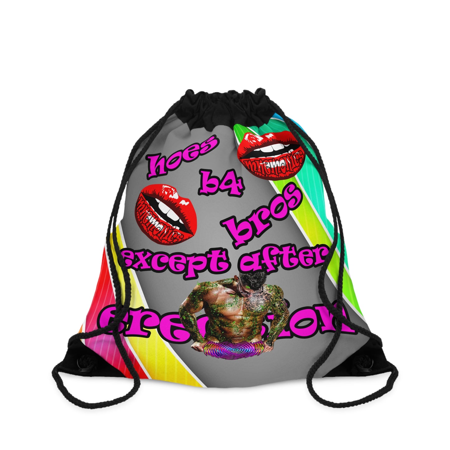 hoes b4 bros - Drawstring Bag (rainbow split)