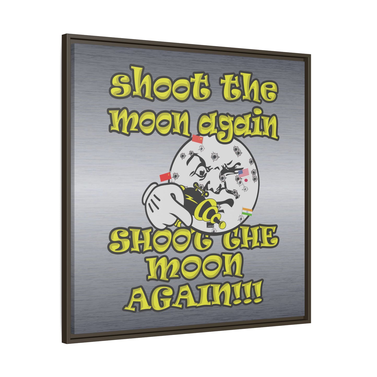 shoot the moon again - framed canvas art (brushed nickel)