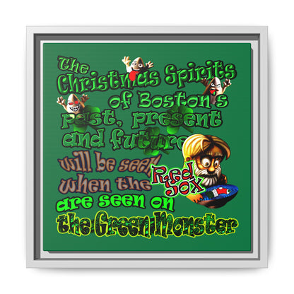 christmas spirits of boston - framed canvas art (dark green)
