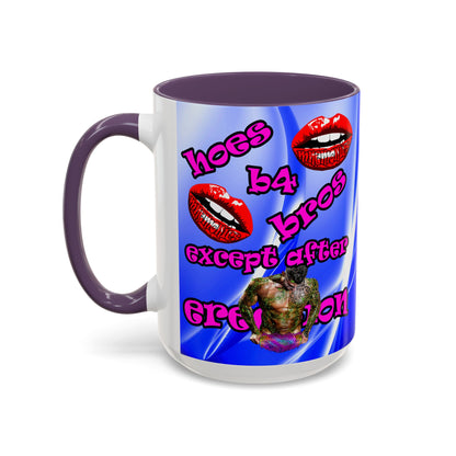 hoes b4 bros - Accent Mug (blue-white wave)