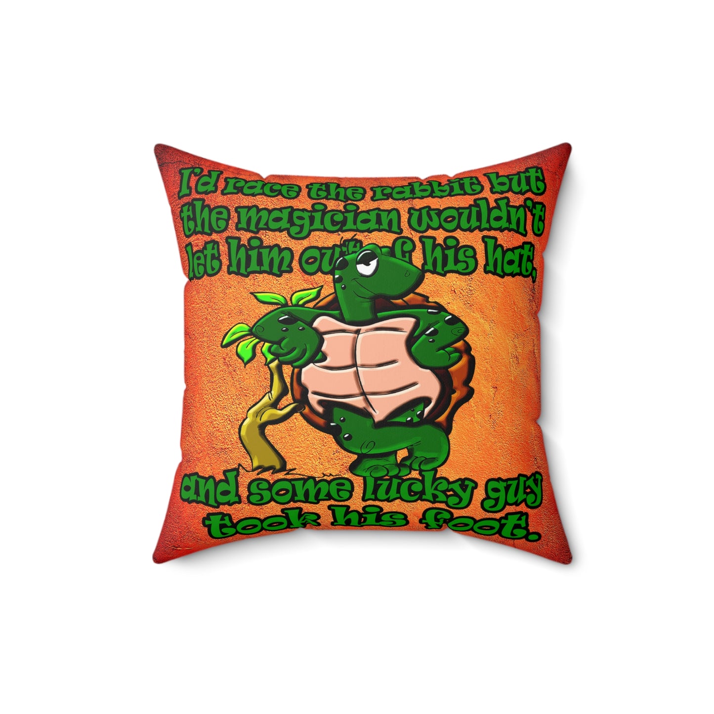 turtle race - Spun Polyester Square Pillow - (burnt orange)