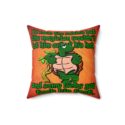 turtle race - Spun Polyester Square Pillow - (burnt orange)