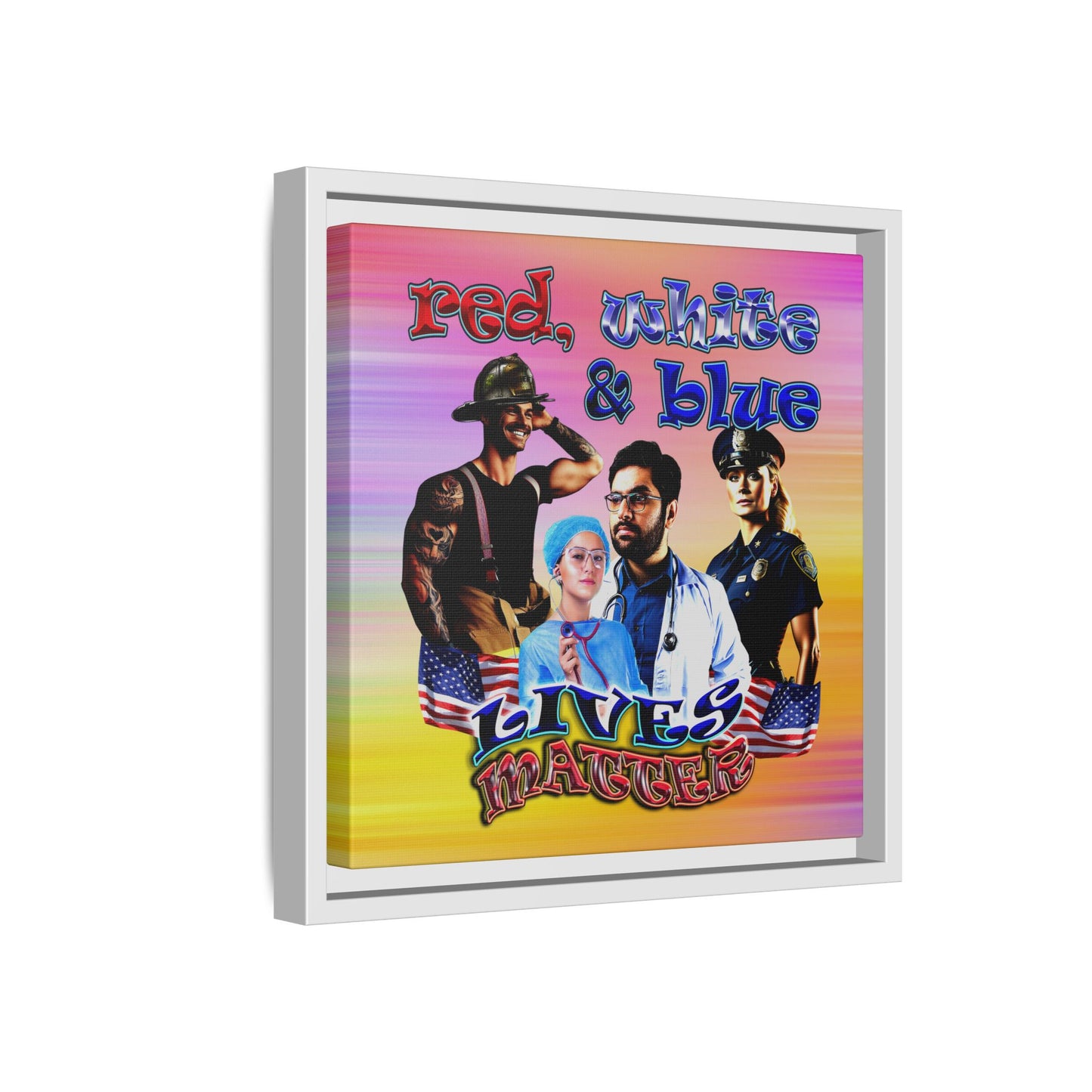rw&b lives matter - framed canvas art (color blur)