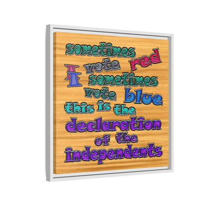 declaration of the independents - framed canvas art (butterscotch wood finish)