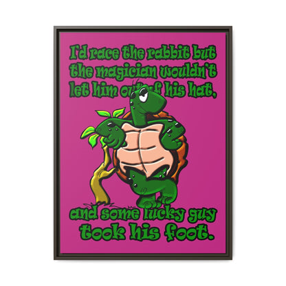 turtle race - framed canvas art (pink)