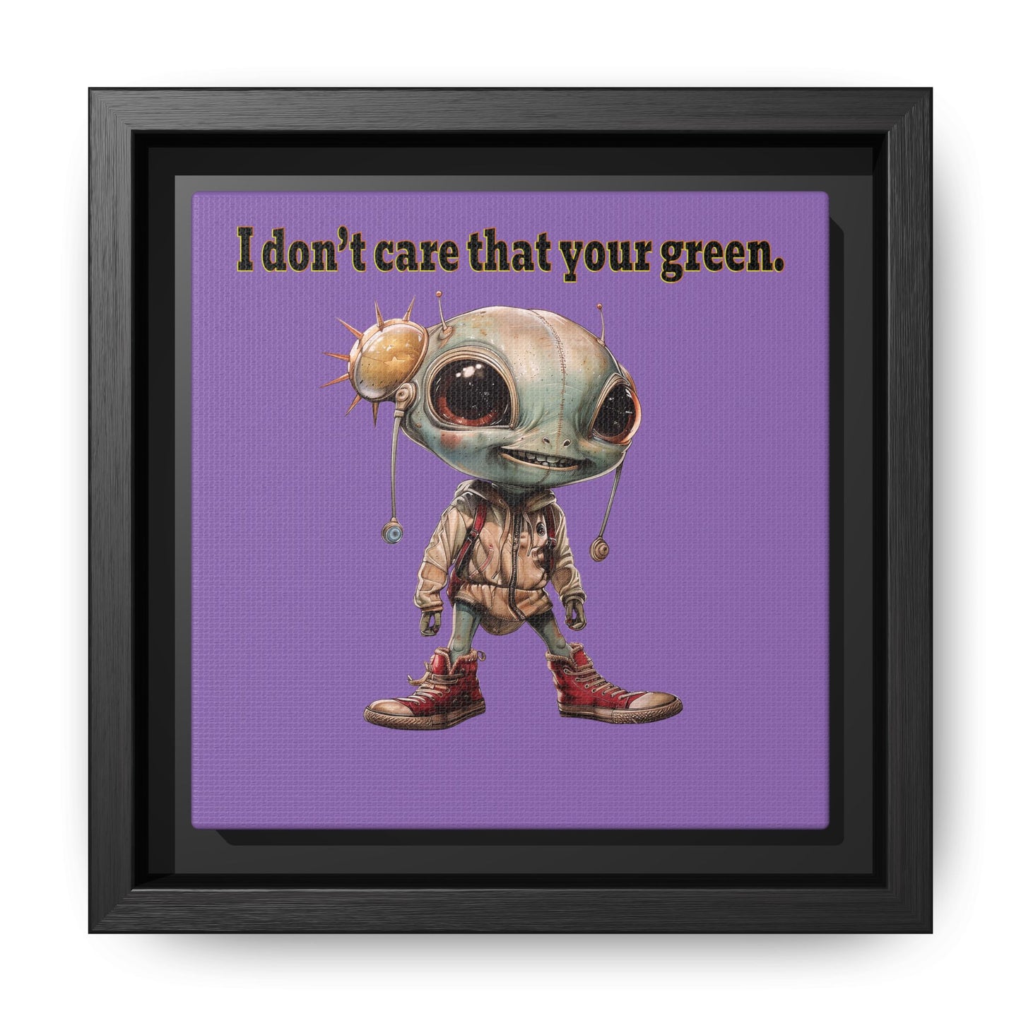 I don't care that your green - framed canvas art (light purple)