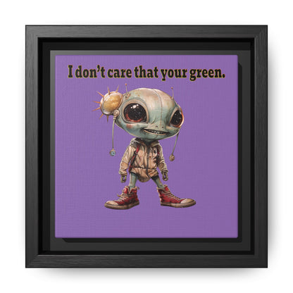 I don't care that your green - framed canvas art (light purple)