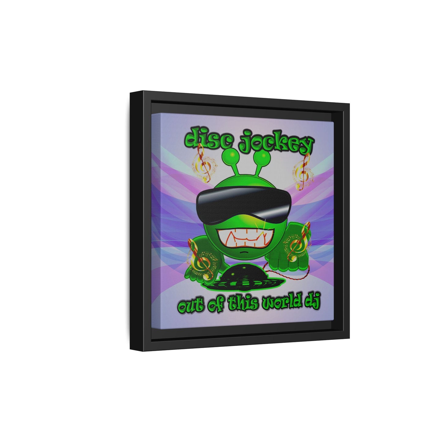 disc jockey - framed canvas art (light blue-pink wave)