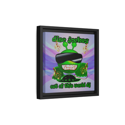 disc jockey - framed canvas art (light blue-pink wave)
