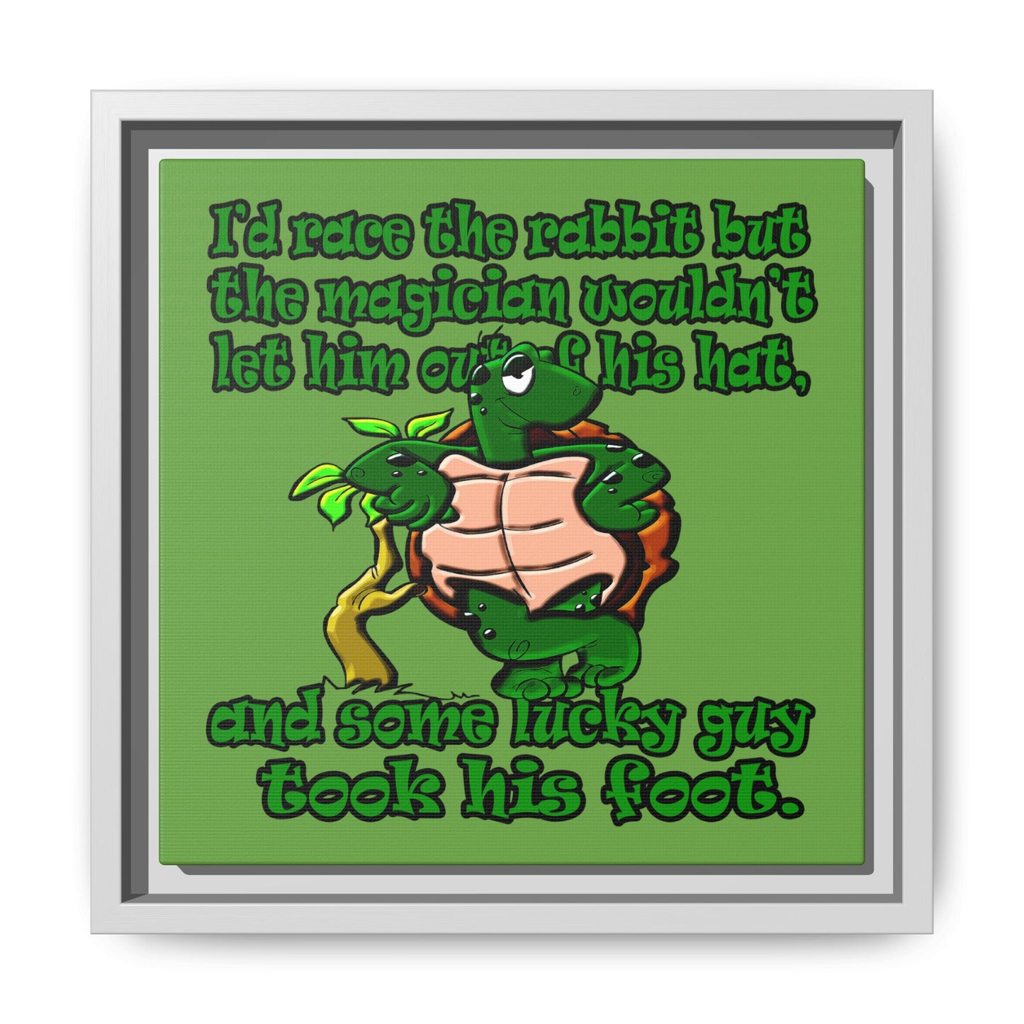 turtle race - framed canvas art (green)