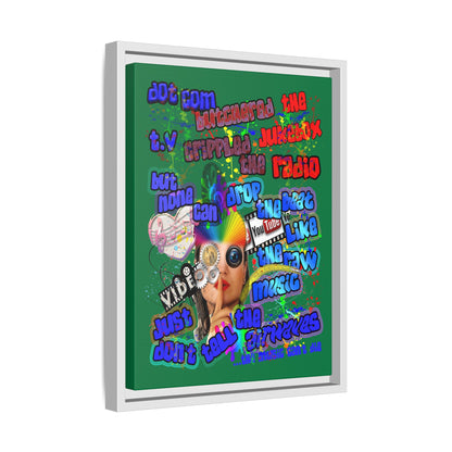 drop the beat - framed canvas art (dark green)