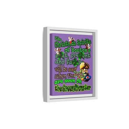 christmas spirits of boston - framed canvas art (light purple)