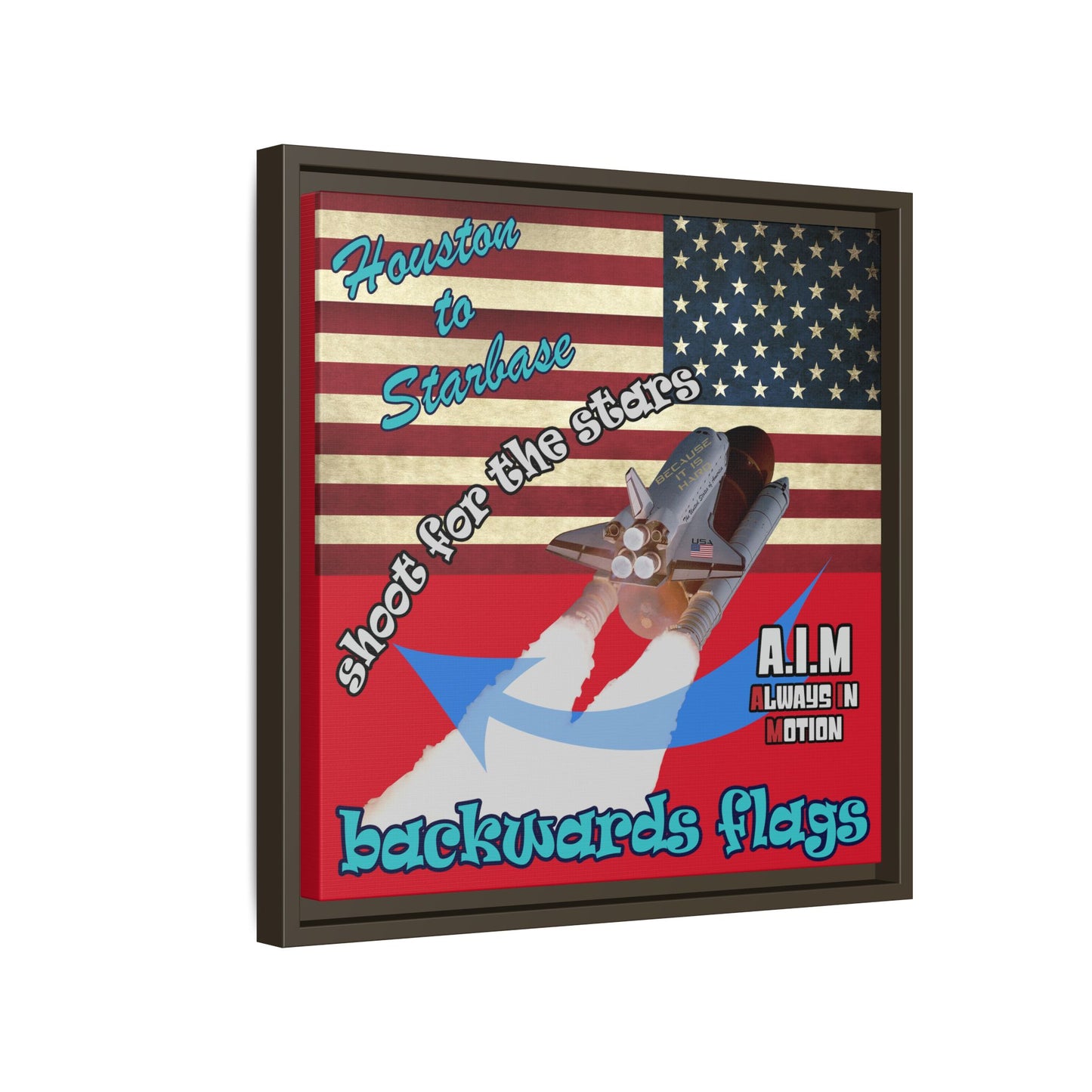 shoot for the stars - framed canvas art (dark red)