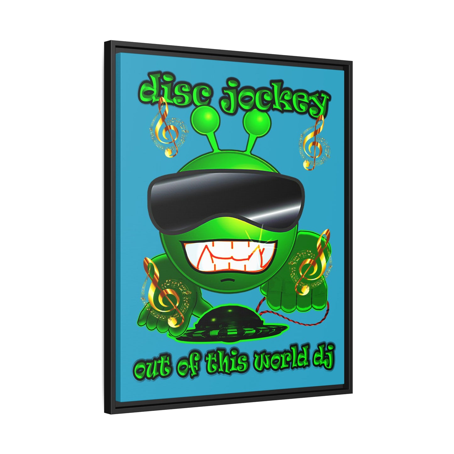 disc jockey - framed canvas art (turquoise)