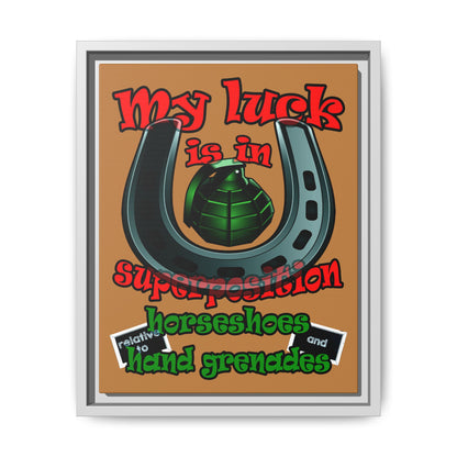 my luck - framed canvas art (light brown)