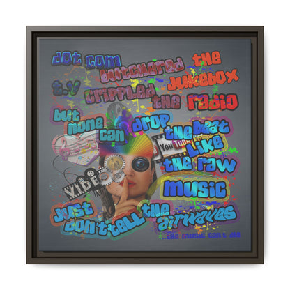 drop the beat - framed canvas art (grey-light grey)