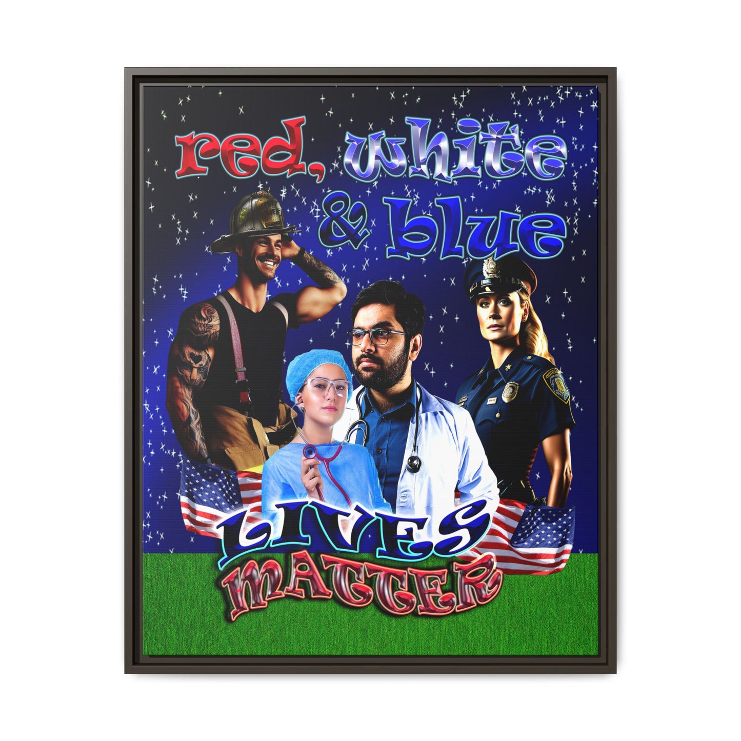 rw&b lives matter - framed canvas art ('snoops' background)