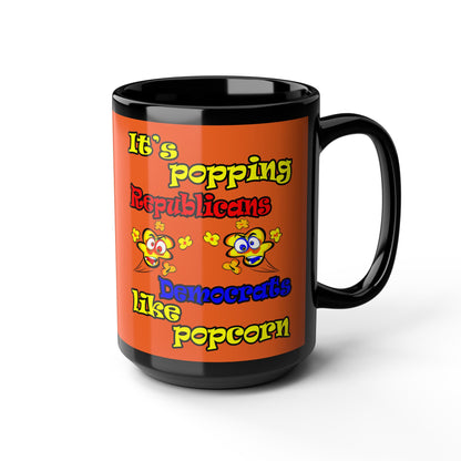 popping like popcorn - Black Mug (orange)