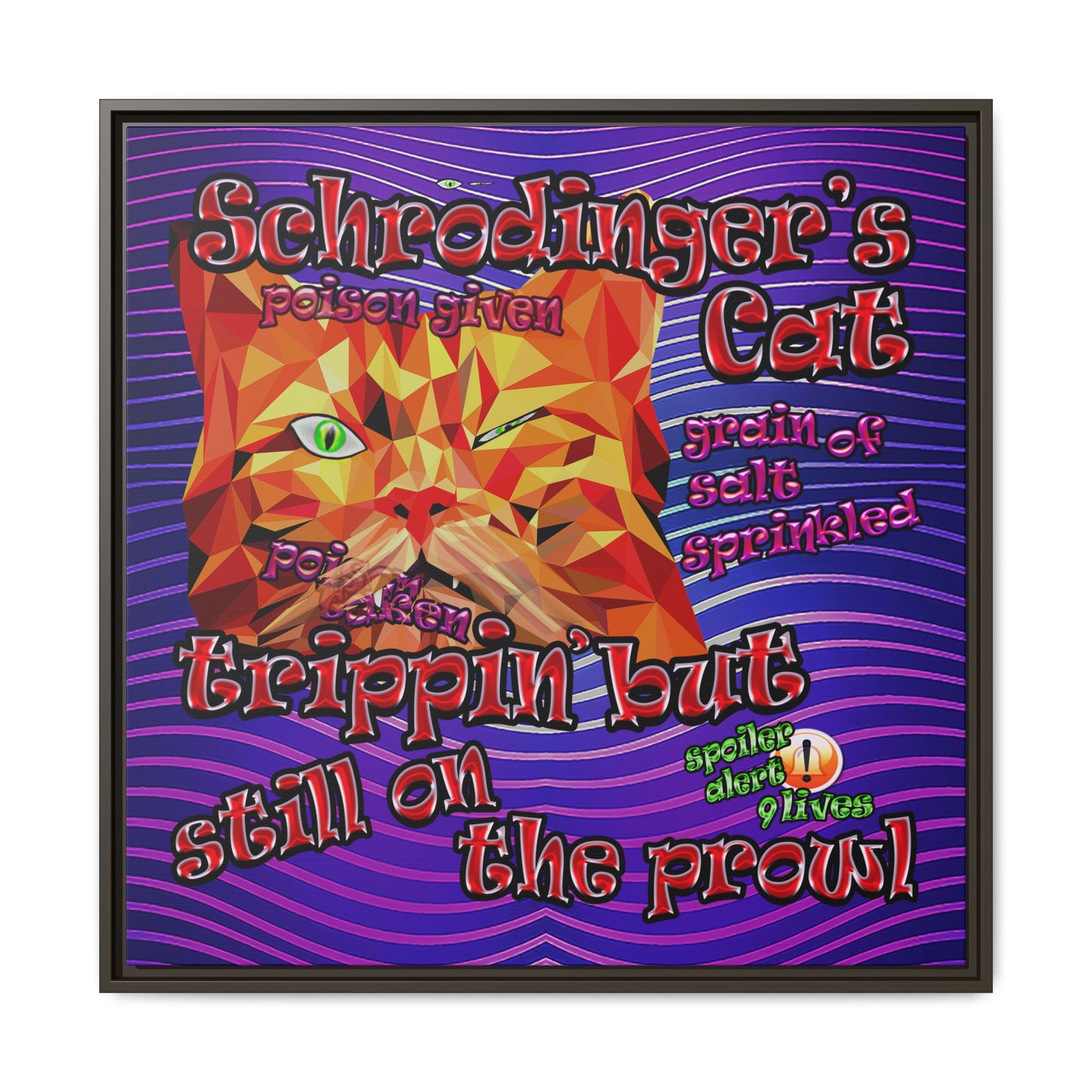 schrodinger's cat - framed canvas art (purple wave)