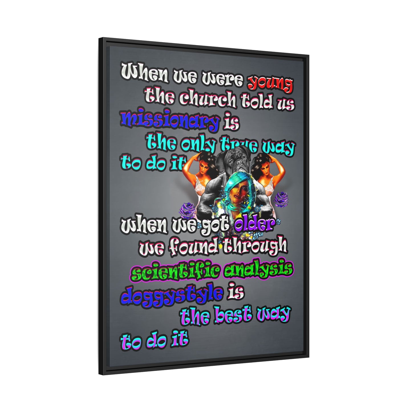 doggystyle - framed canvas art (grey-light grey)