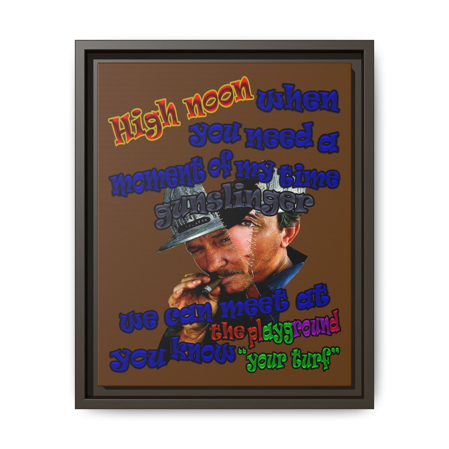 high noon - framed canvas art (brown)