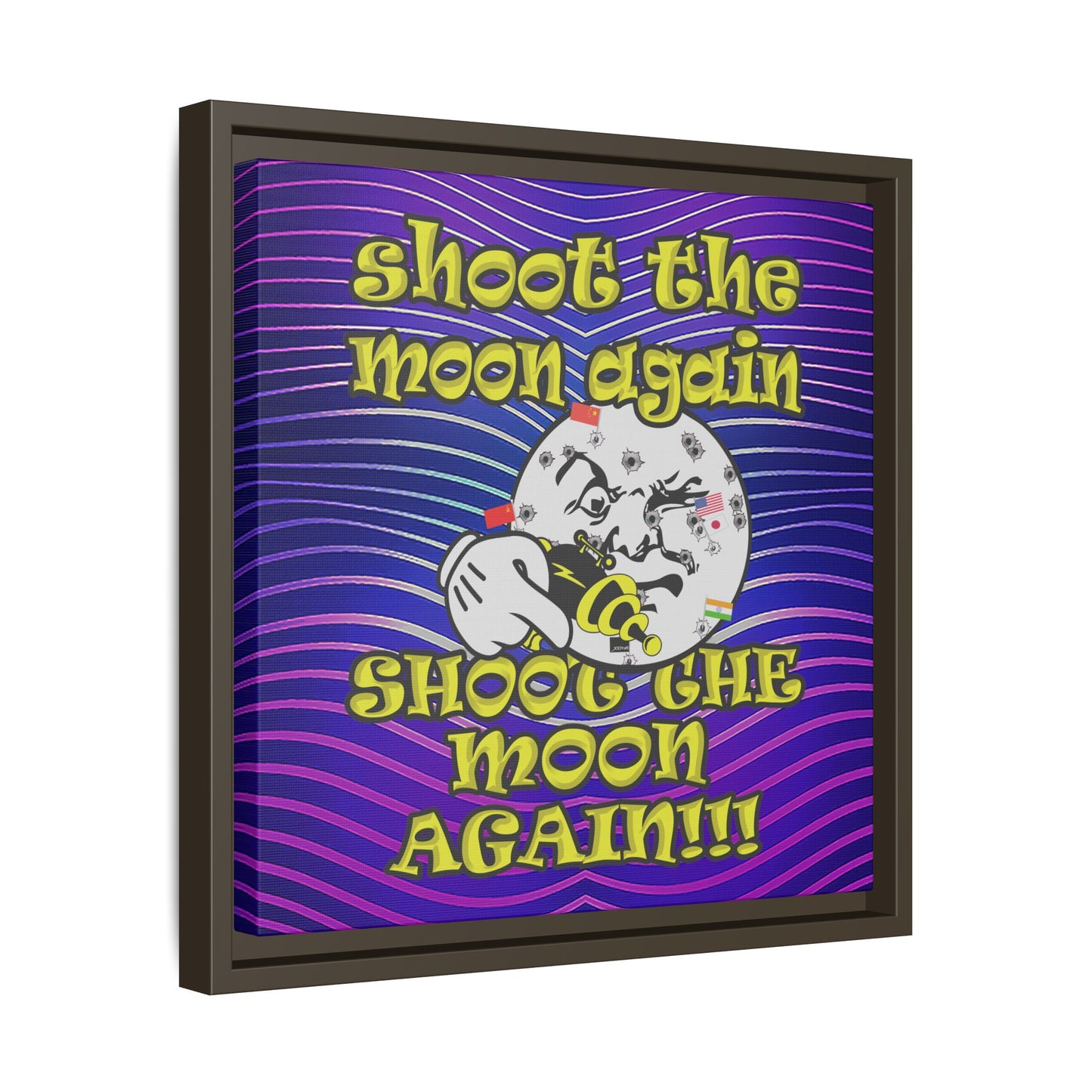 shoot the moon again - framed canvas art (purple wave)
